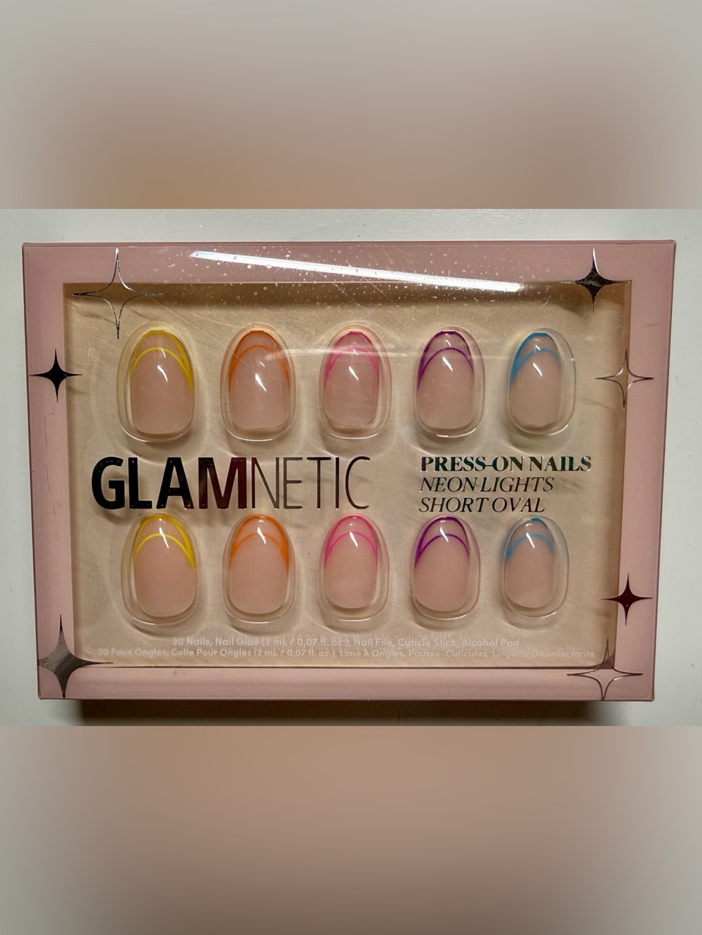 Glamnetic Press-On Nails - Neon Lights Short Oval